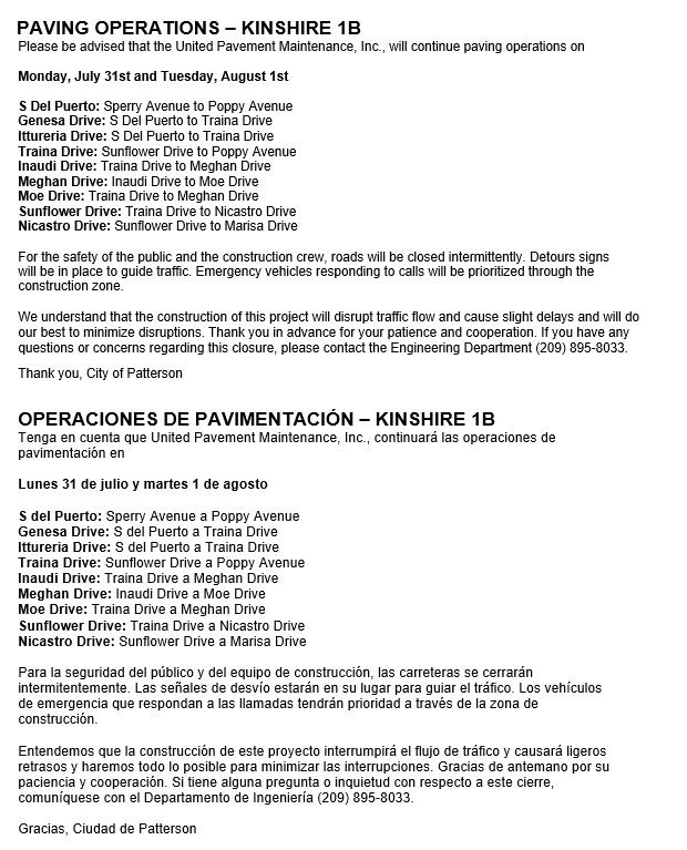 Kinshire Paving Operations Eng Span July 2023